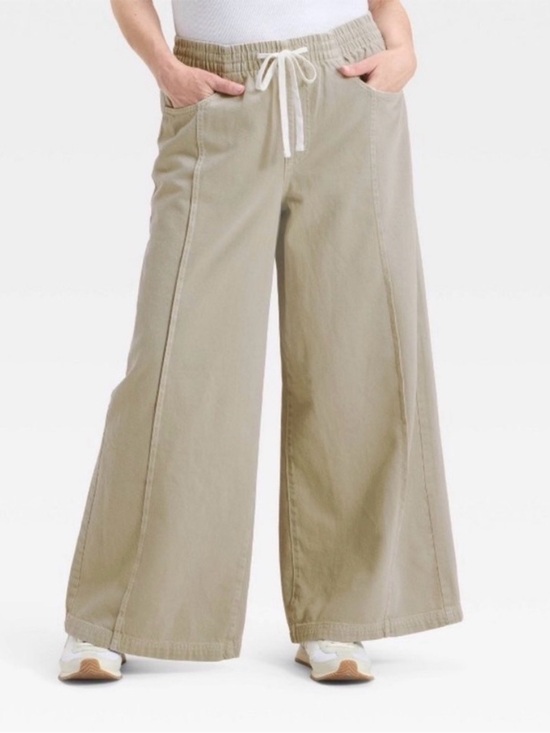 Old Navy Pants - Old Navy Wide-Leg Drawstring Pants in Light Khaki